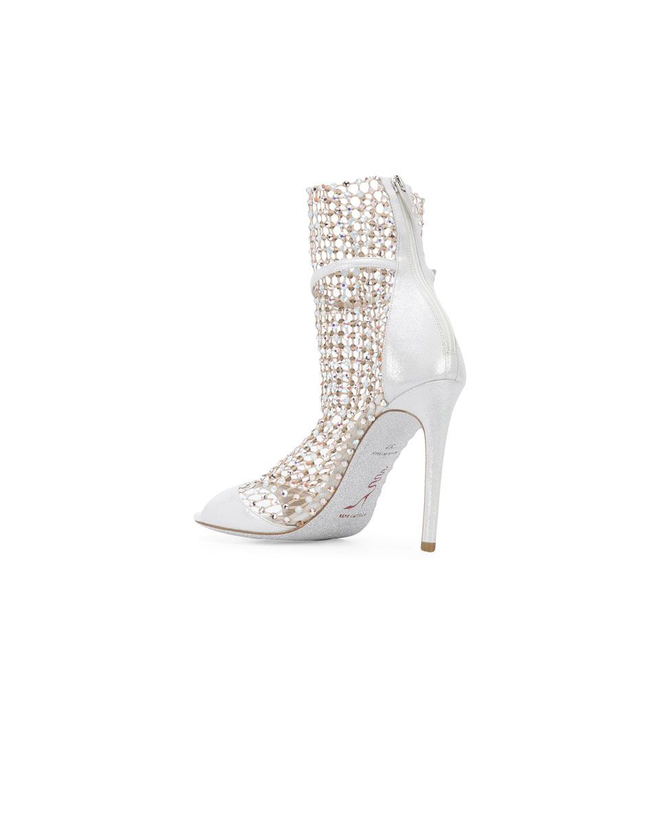 Galaxia crystal-embellished mesh and metallic leather sandals | GEE LUXURY