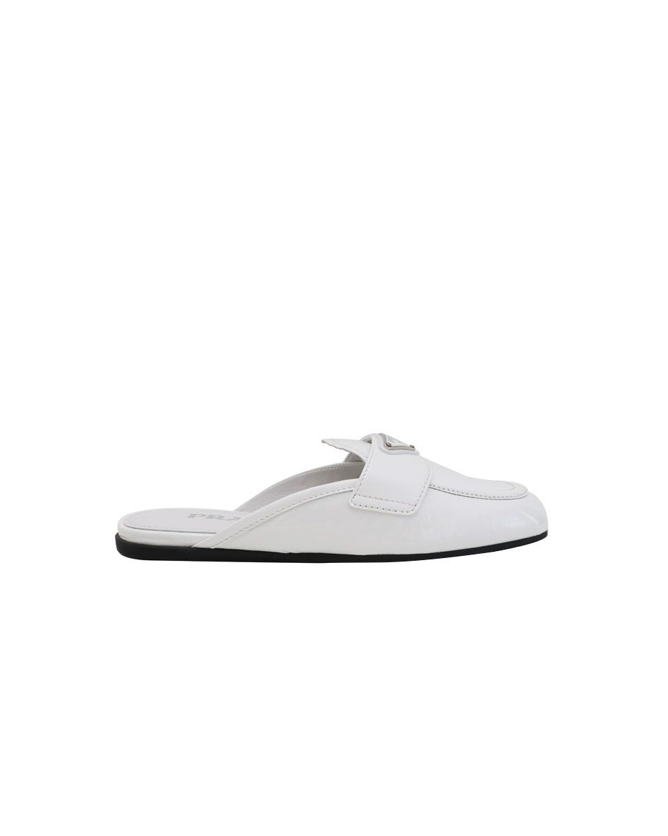Mules Patent Leather White | GEE LUXURY