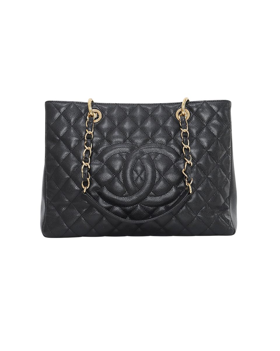 caviar quilted grand shopping tote gst black