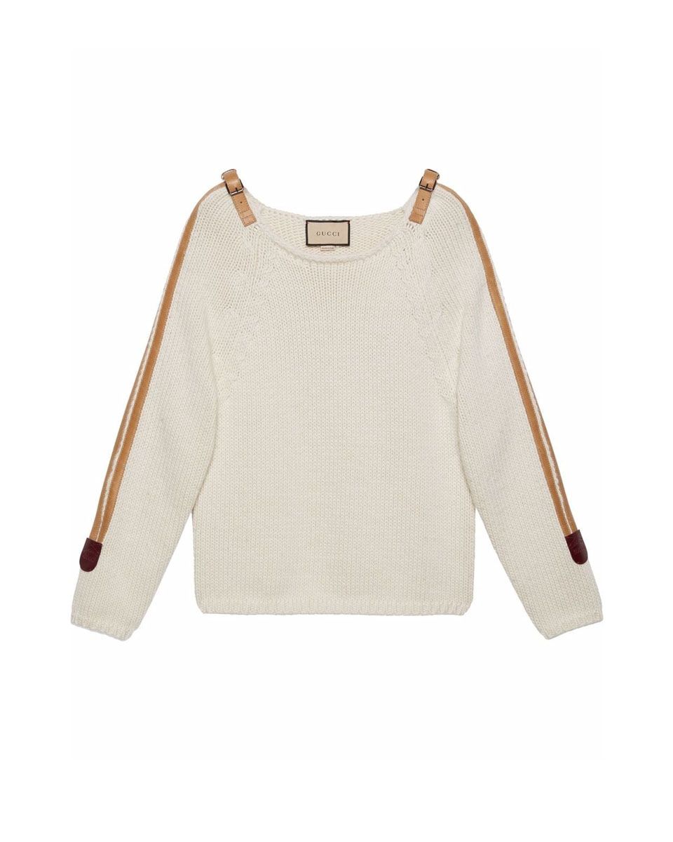 Aria Wool Knit Jumper with Buckled Calf Leather Detail | GEE LUXURY