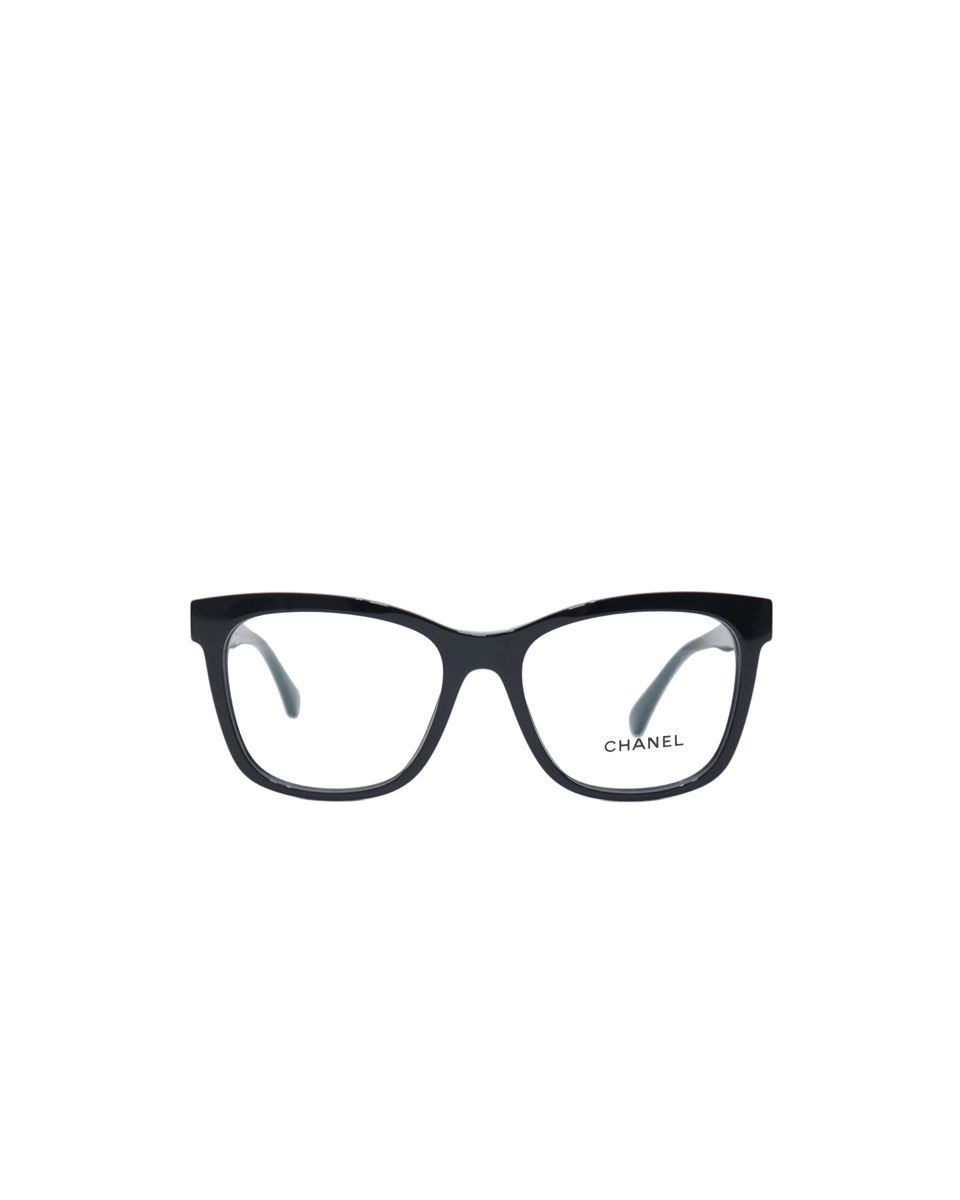 CC Logo Clear Lens Square Frame Glasses Black/Gold | GEE LUXURY