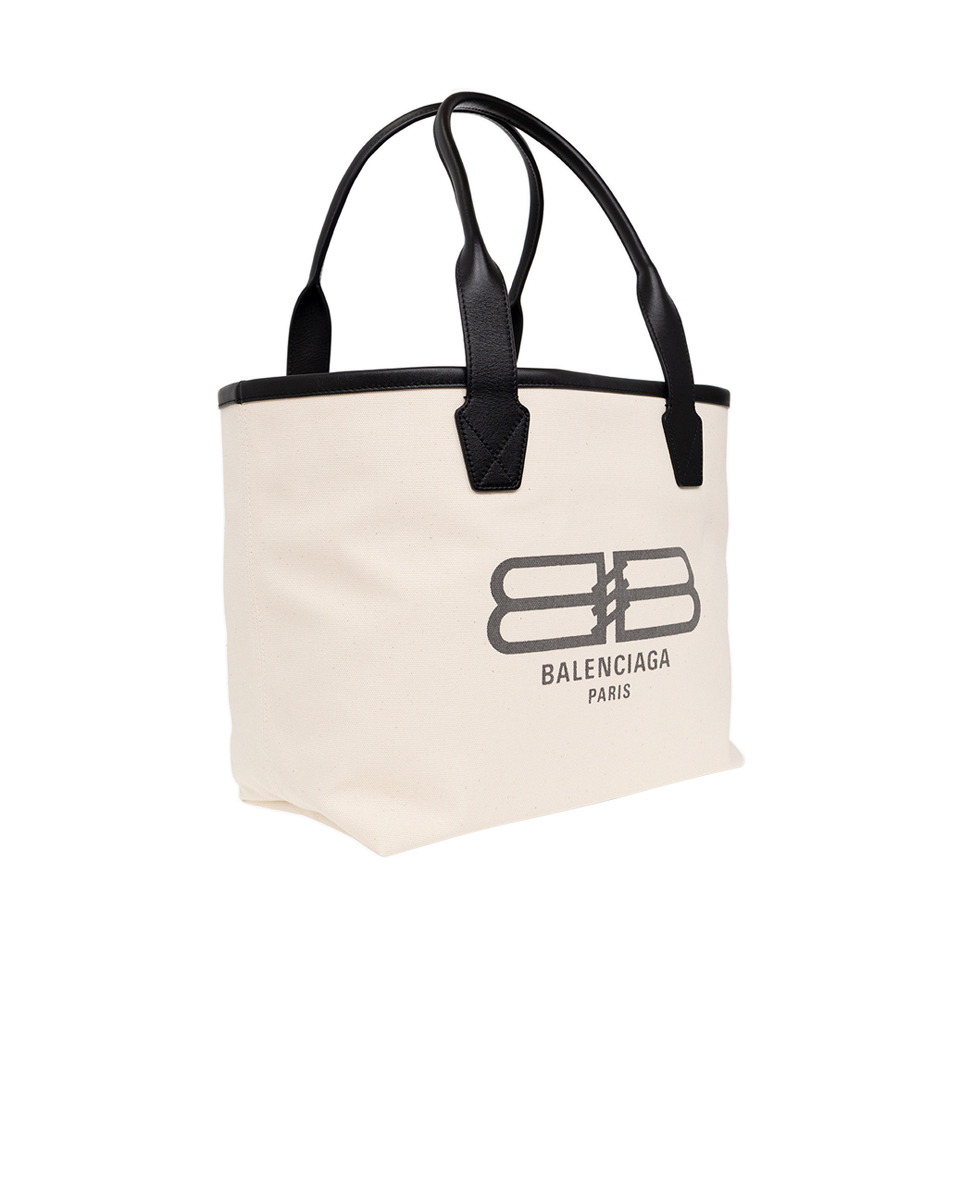 Neutral Jumbo Logo Small Canvas Tote Bag | GEE LUXURY