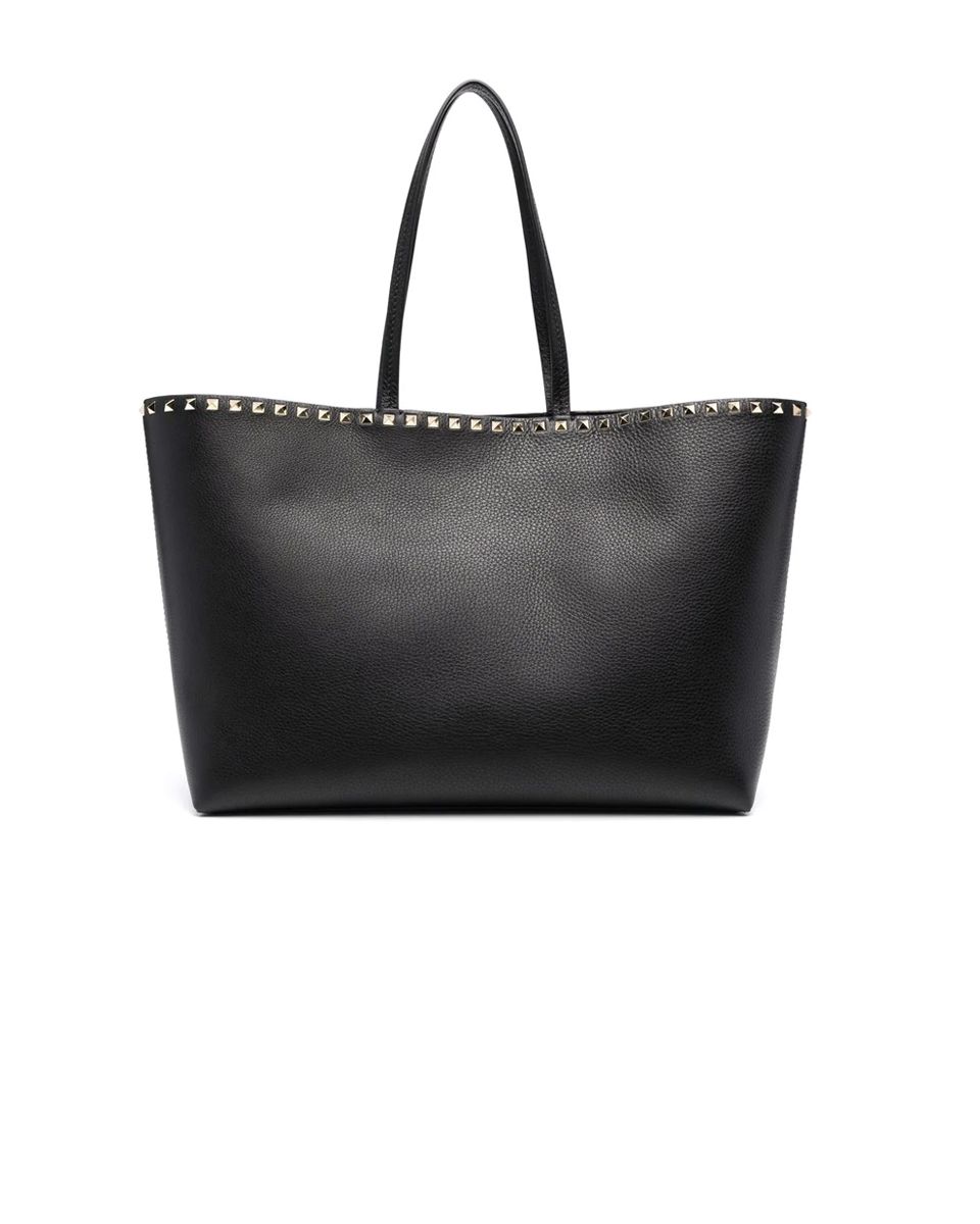 Rockstud Leather Tote Bag Black | GEE LUXURY